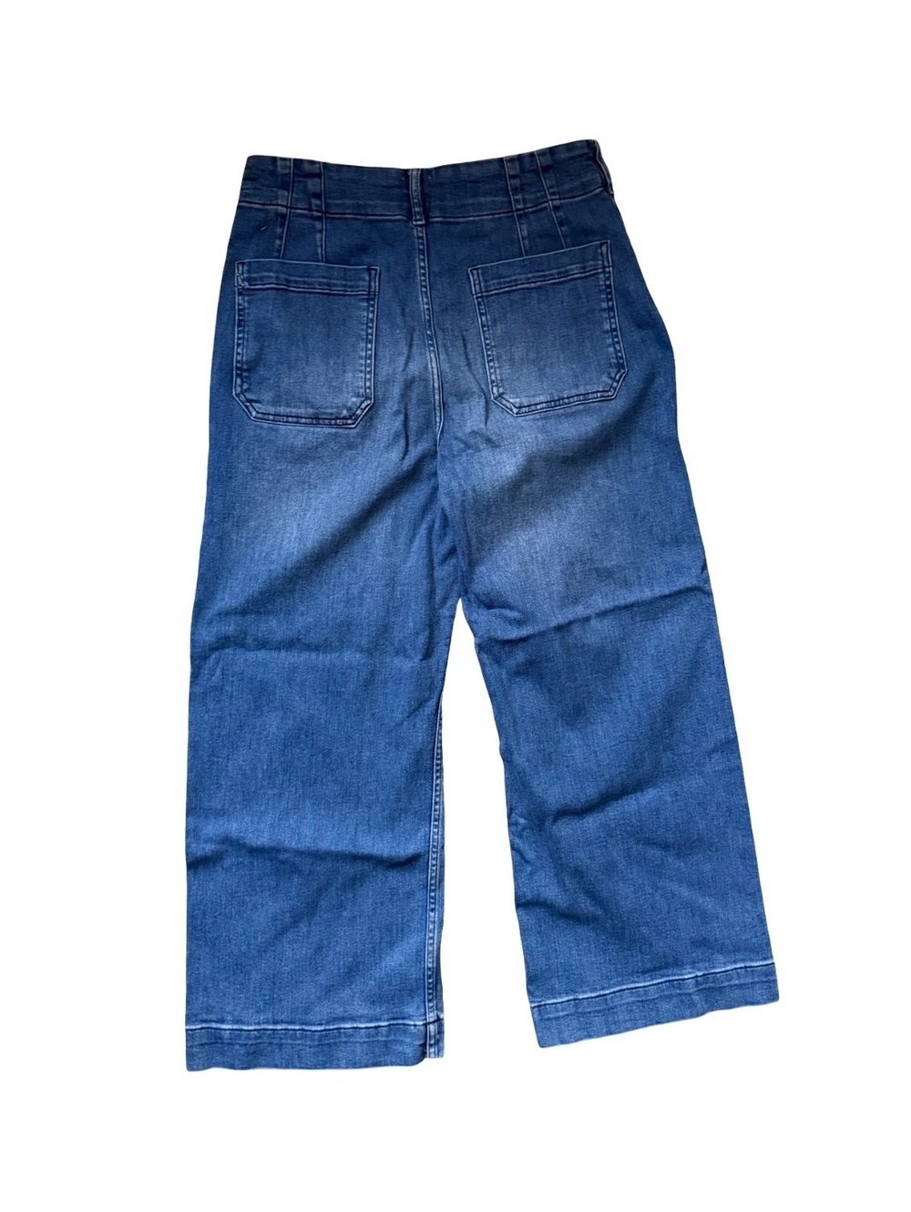 Maeve Colette Women's Wide Leg Cropped Blue Denim Jeans with Front Patch Pockets - Picture 3 of 3